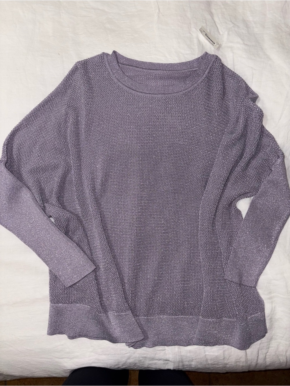 Women's Lavender Metallic Crewneck Sweater